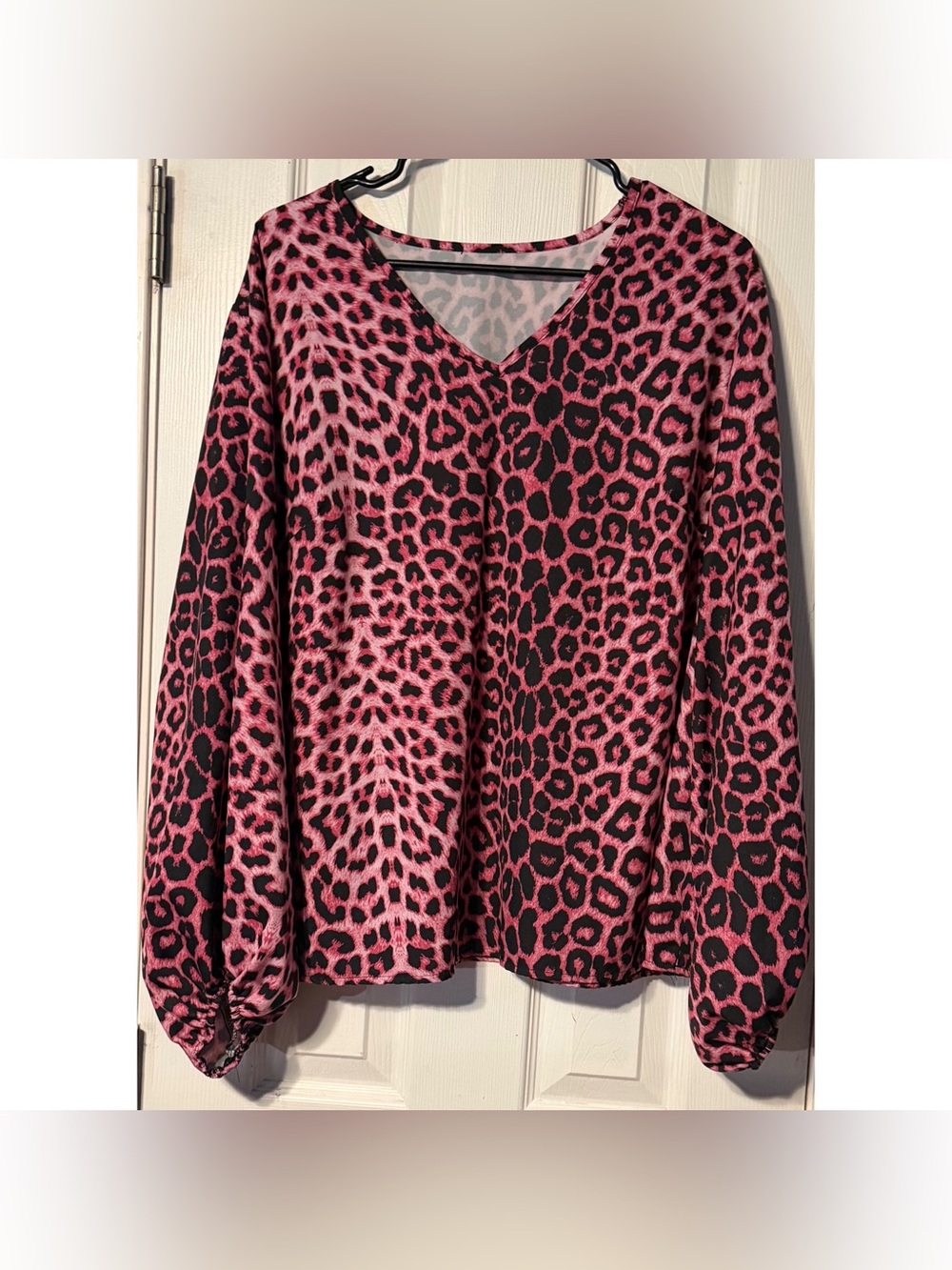 SHEIN curve pink leopard print long sleeve top 2XL